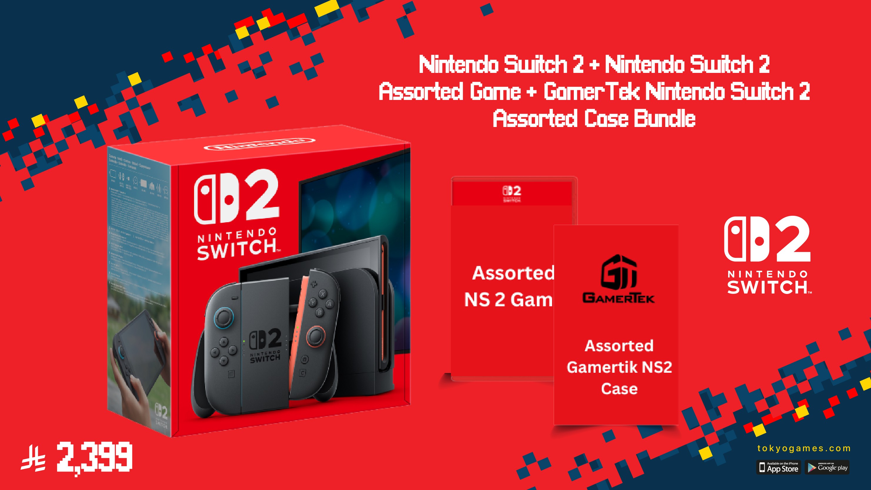 Nintendo Switch 2 + Nintendo Switch 2 Assorted Game + GamerTek Nintendo Switch 2 Assorted Case Bundle